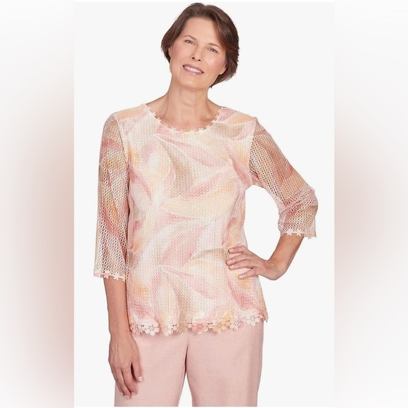 Alfred Dunner Top Pink Size Petite Small - Picture 3 of 8